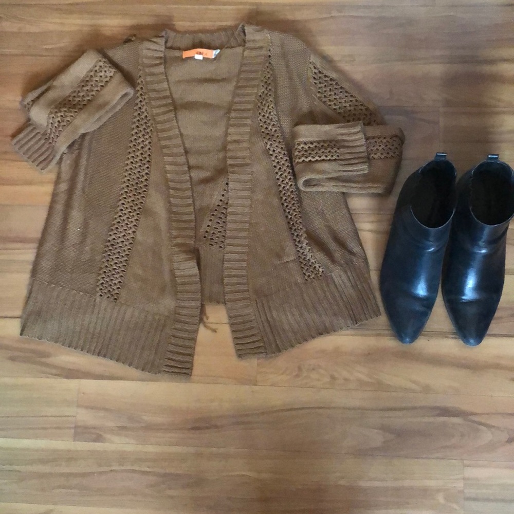 Brown Fringe Back Cardigan